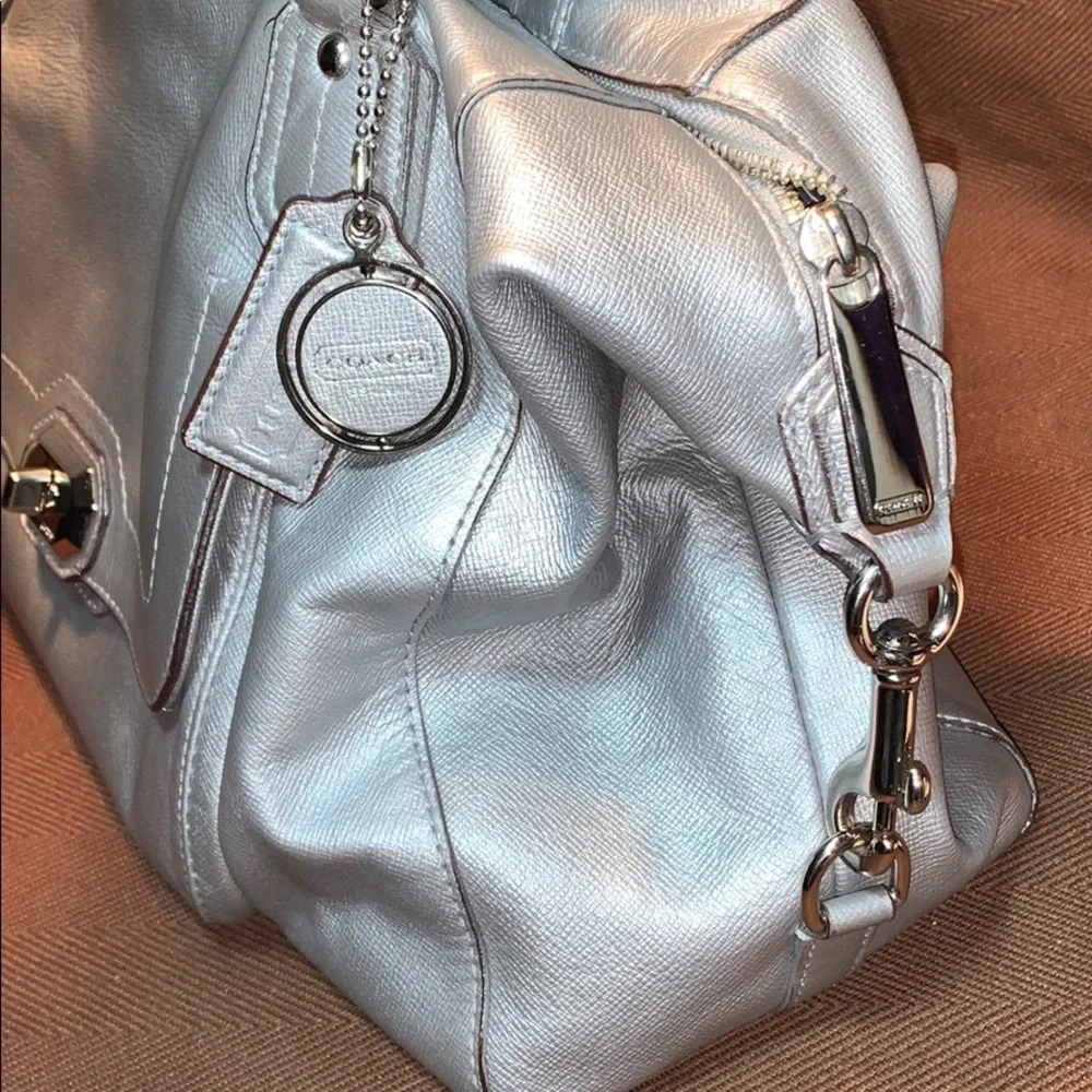 Coach Silver Metallic leather shoulder/satchel bag